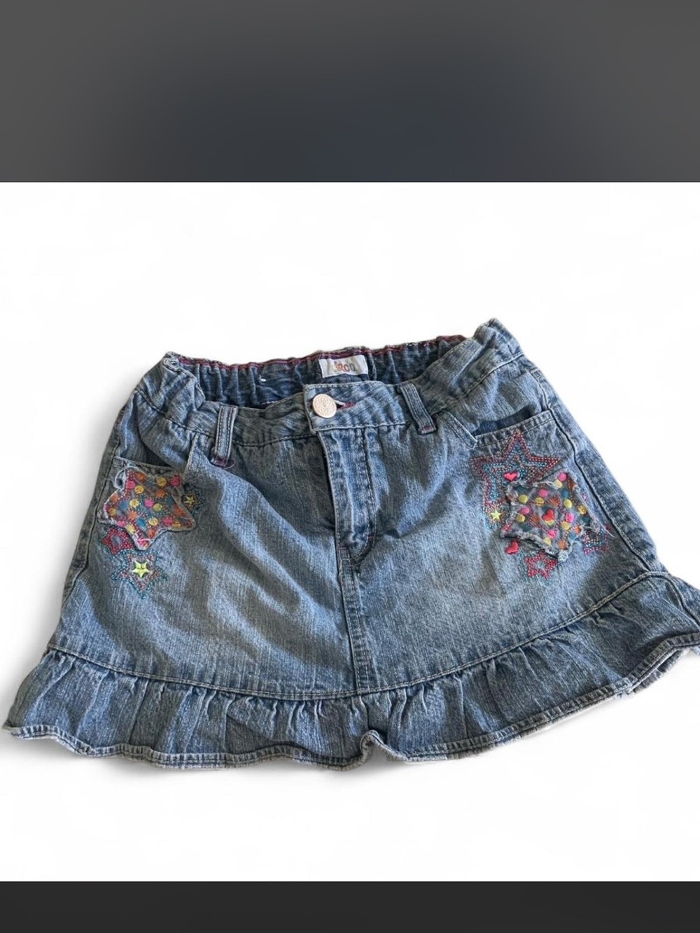 Circo Blue Denim Mini Skirt with Star Patch Embroidery